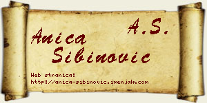 Anica Sibinović vizit kartica